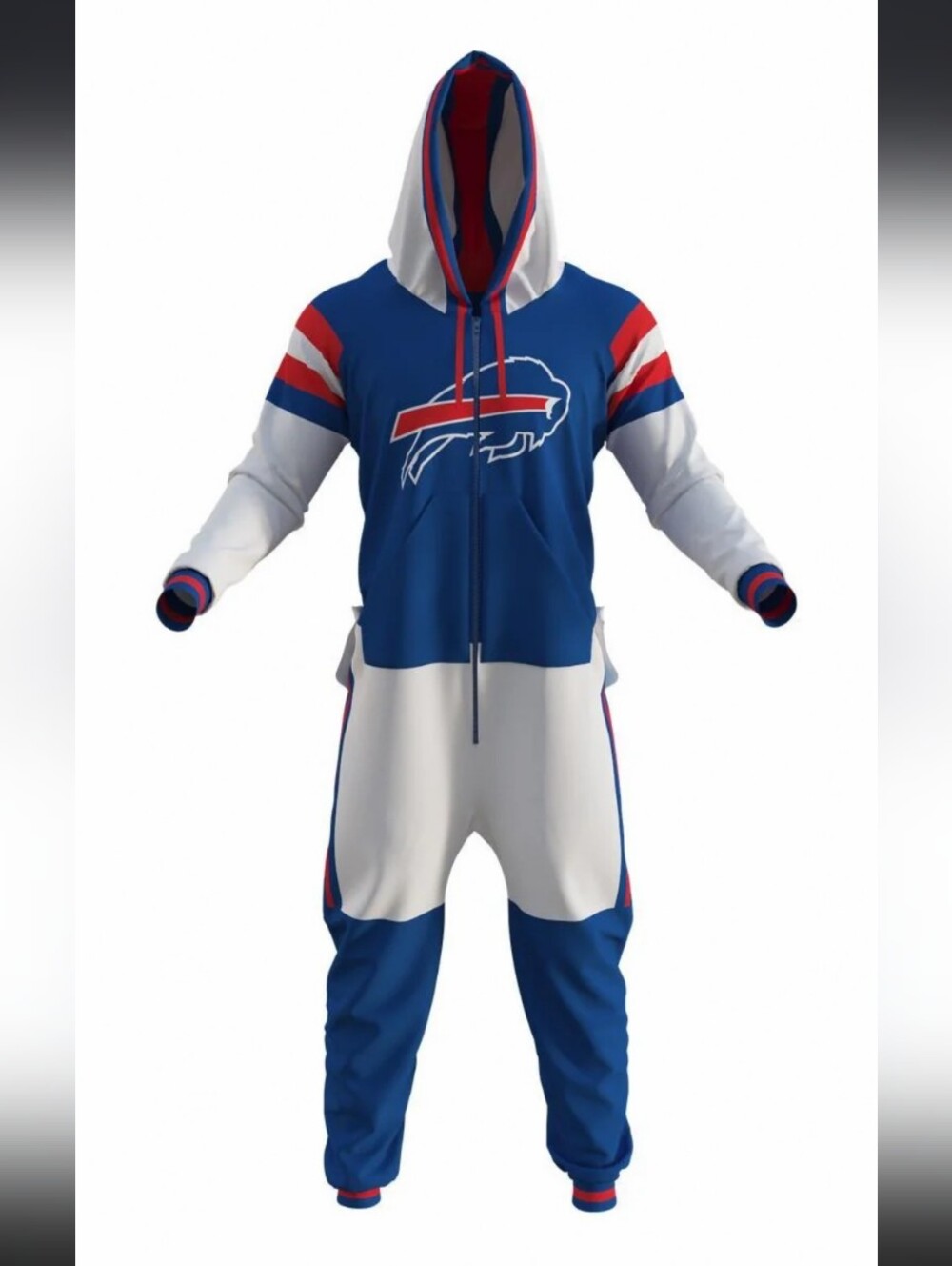 Sportsedo Buffalo Bills NFL Fleece One Piece Pajama Jumpsuit Adult XL